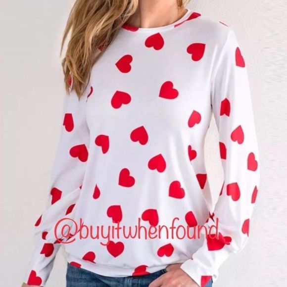 Sweetheart Red Heart Valentine Print Top L-XL - Picture 8 of 8